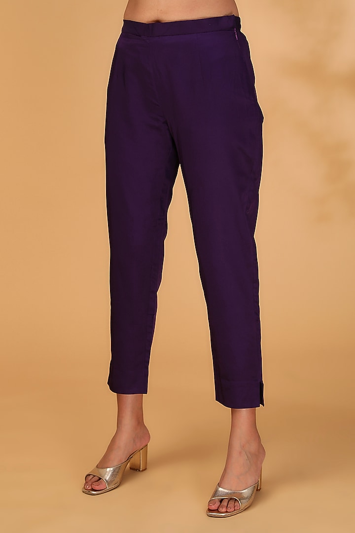 Purple Silk Gota Work Kaftan Set by Prisho at Pernia's Pop Up Shop