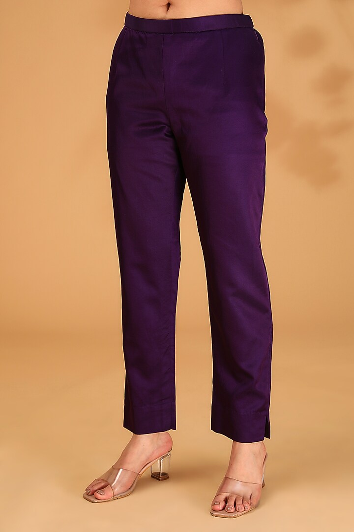 Purple Crepe Resham Work Kaftan Set by Prisho at Pernia's Pop Up Shop