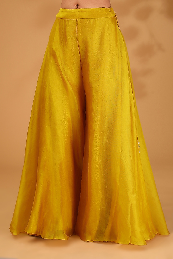 Mustard Organza Wedding Sharara Set by Prisho at Pernia's Pop Up Shop