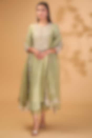 Sea Green Silk Dori Work Kurta Set by Prisho at Pernia's Pop Up Shop