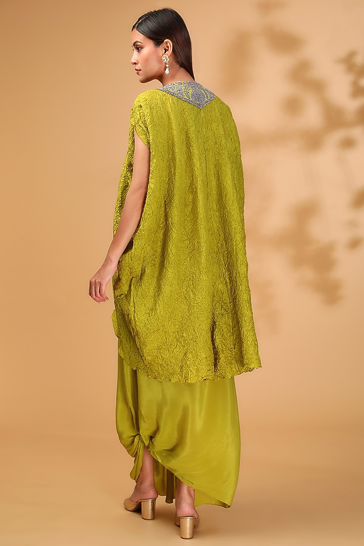 Lime Green Crepe Skirt Set by Prisho at Pernia's Pop Up Shop