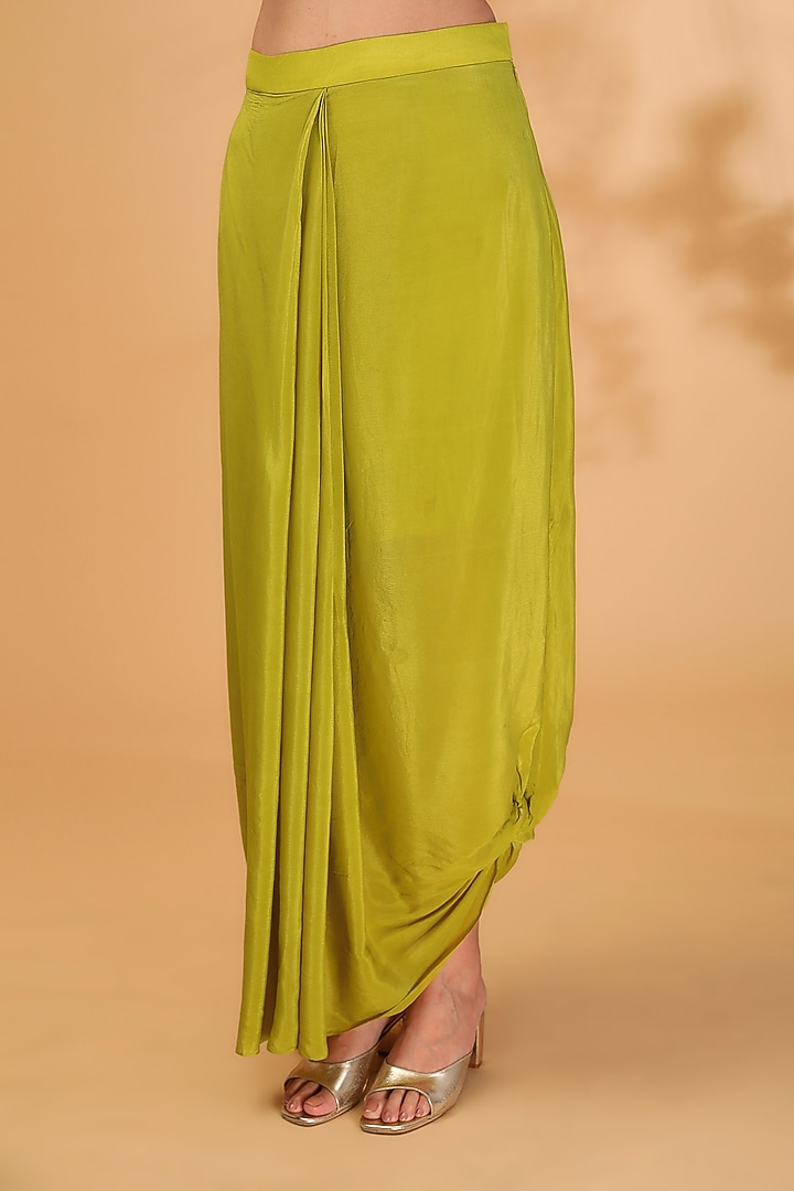 Lime Green Crepe Skirt Set by Prisho at Pernia's Pop Up Shop
