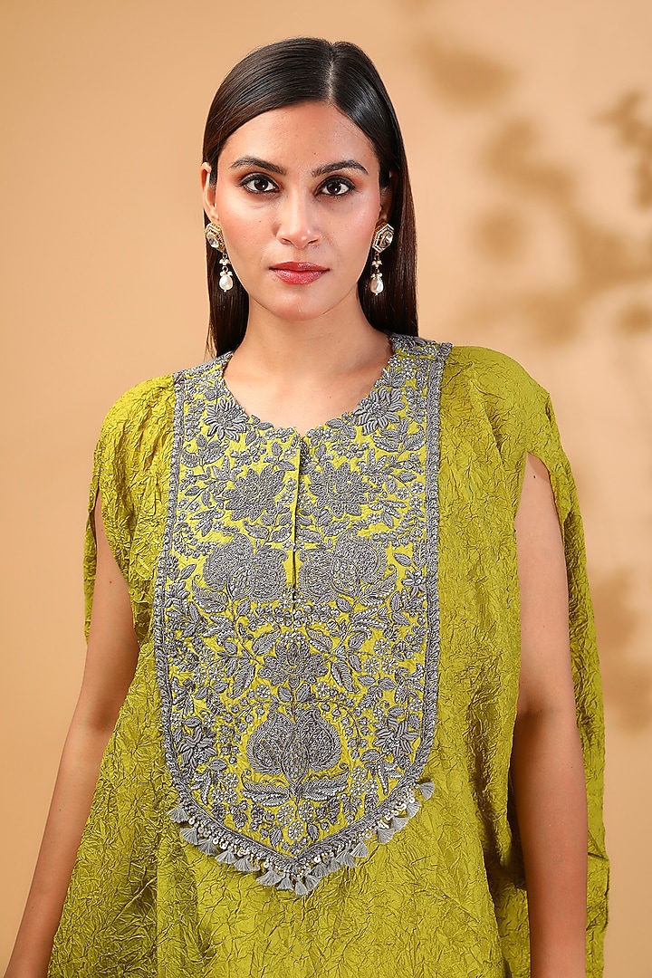 Lime Green Crepe Skirt Set by Prisho at Pernia's Pop Up Shop