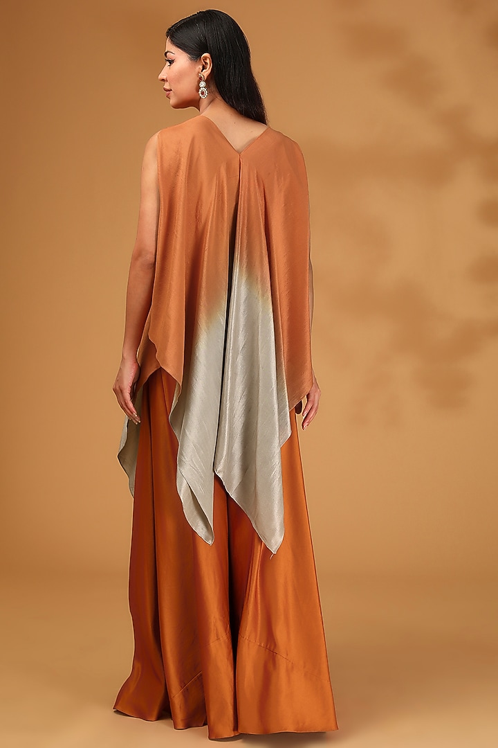 Orange Silk Organza Dori Embroidered Handkerchief Kurta Set by Prisho at Pernia's Pop Up Shop