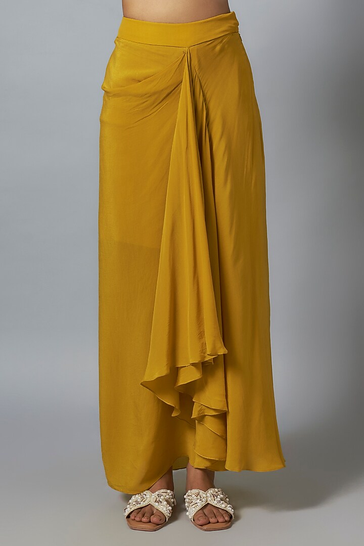 Mustard Silk Resham Work Kaftan Set by Prisho at Pernia's Pop Up Shop