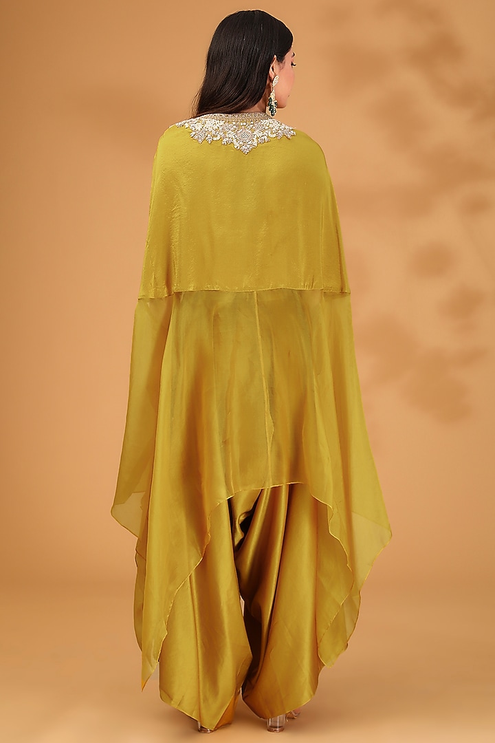 Mustard Semi Organza Dori Embroidered Kurta Set by Prisho at Pernia's Pop Up Shop