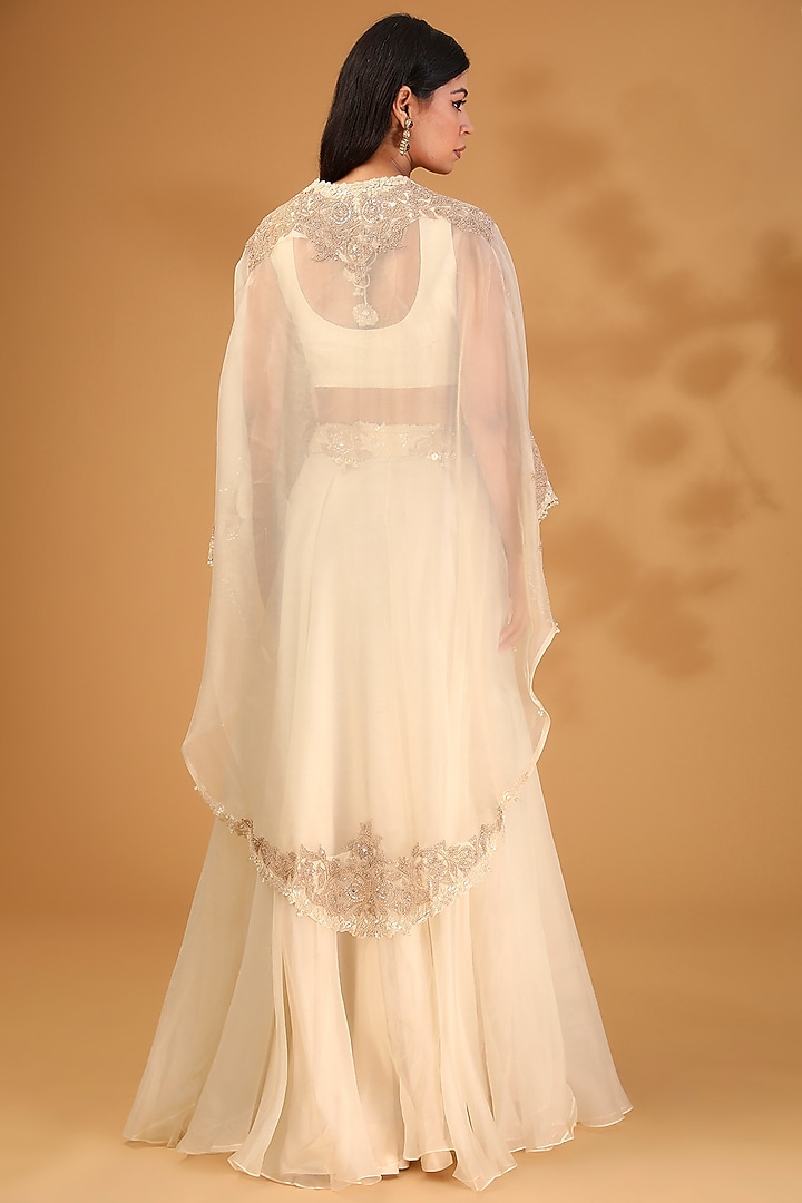 Ivory Silk & Organza Skirt Set by Prisho at Pernia's Pop Up Shop