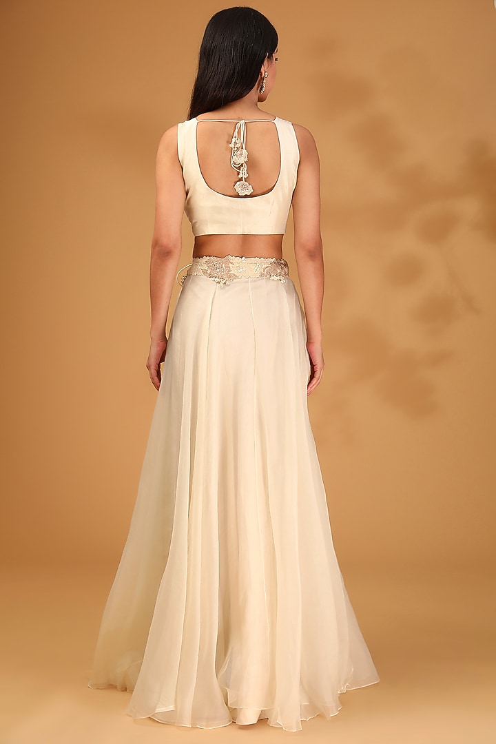 Ivory Silk & Organza Skirt Set by Prisho at Pernia's Pop Up Shop