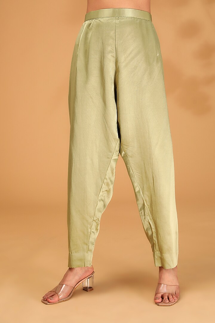 Sea Green Silk Resham Embroidered Kaftan Set by Prisho at Pernia's Pop Up Shop