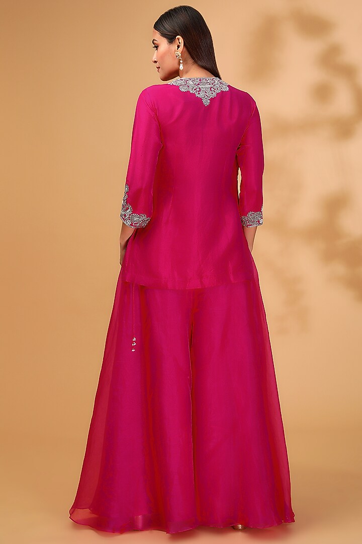 Fuchsia Organza Wedding Sharara Set by Prisho at Pernia's Pop Up Shop