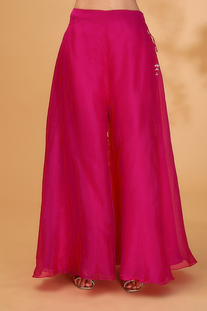 Fuchsia Organza Wedding Sharara Set by Prisho at Pernia's Pop Up Shop