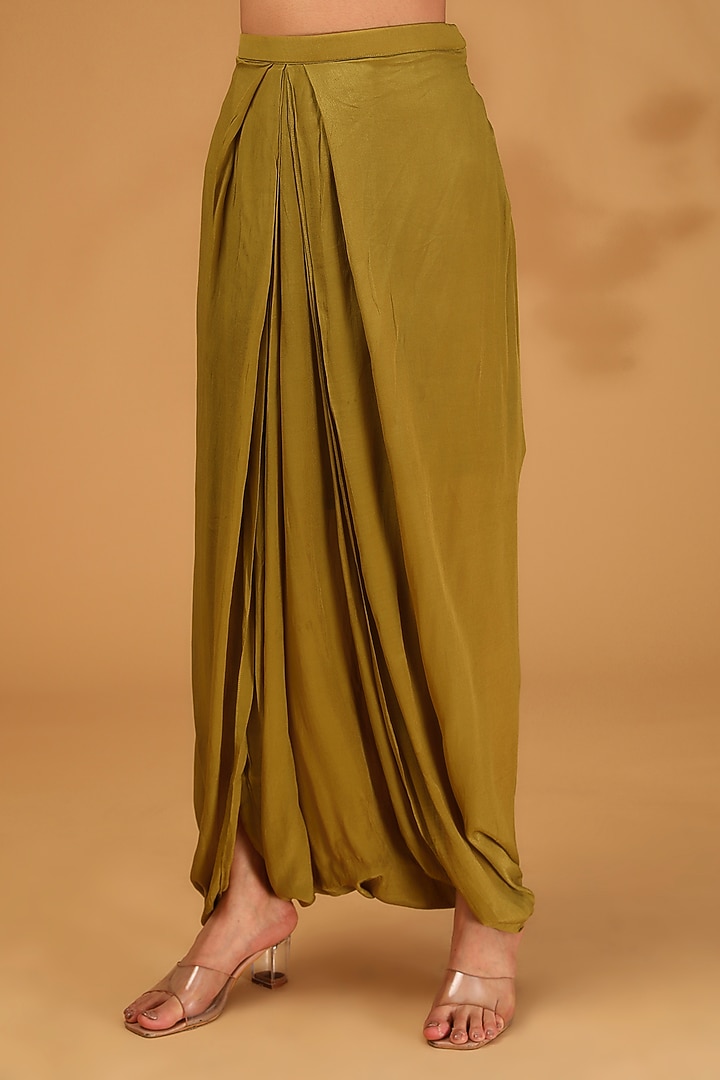 Olive Green Silk Dori Embroidered Kaftan Set by Prisho at Pernia's Pop Up Shop
