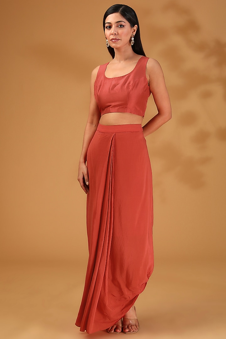 orange umbrella dress Liberatore Coral Orange One-Shoulder Cotton Maxi Dress