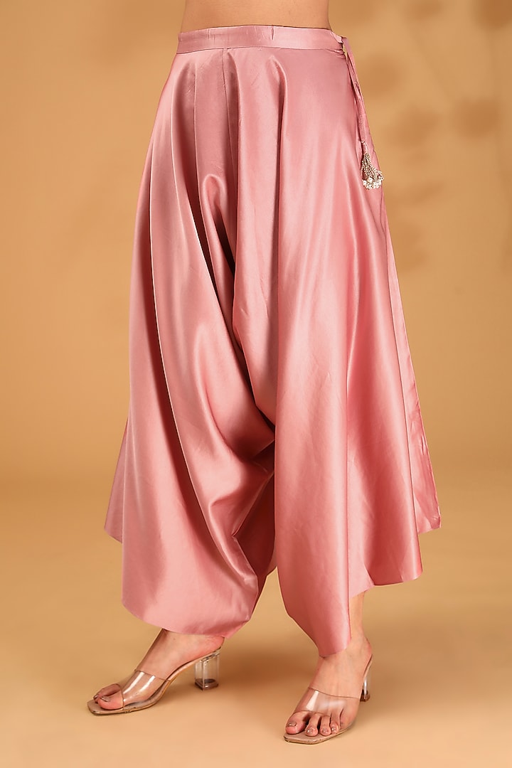 Deep Flamingo Pink Silk Dori Embroidered Kaftan Set by Prisho at Pernia's Pop Up Shop