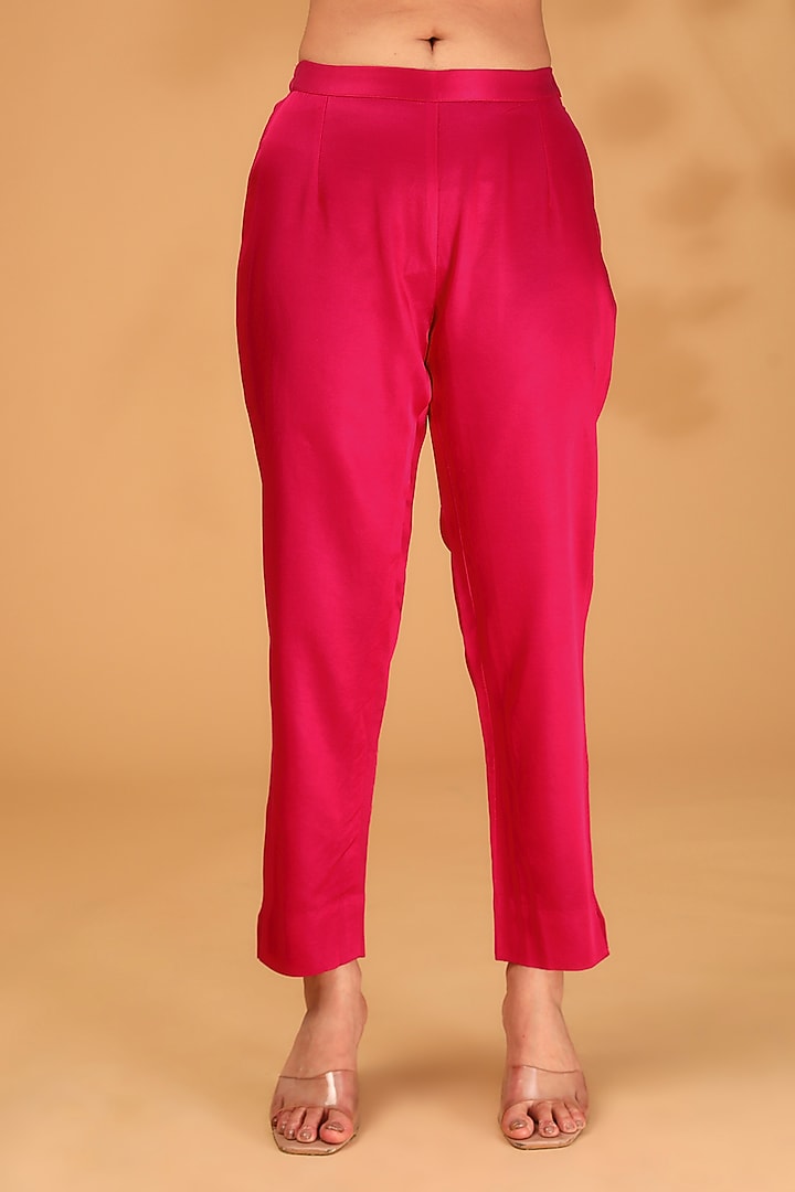 Fuchsia Silk Dori Embroidered Kaftan Set by Prisho at Pernia's Pop Up Shop