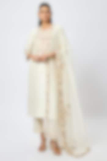 Ivory Silk Dori Work Kurta Set by Prisho at Pernia's Pop Up Shop