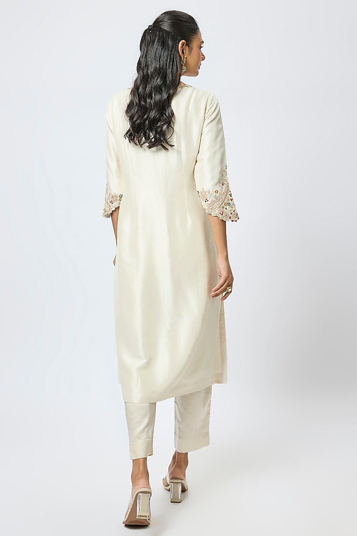 Ivory Silk Dori Work Kurta Set by Prisho at Pernia's Pop Up Shop