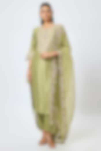 Sea Green Silk Dori Work Kurta Set by Prisho at Pernia's Pop Up Shop