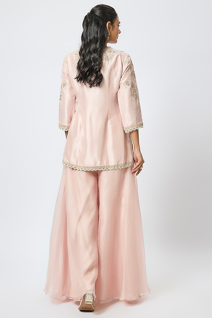 Pink Silk Wedding Sharara Set by Prisho at Pernia's Pop Up Shop