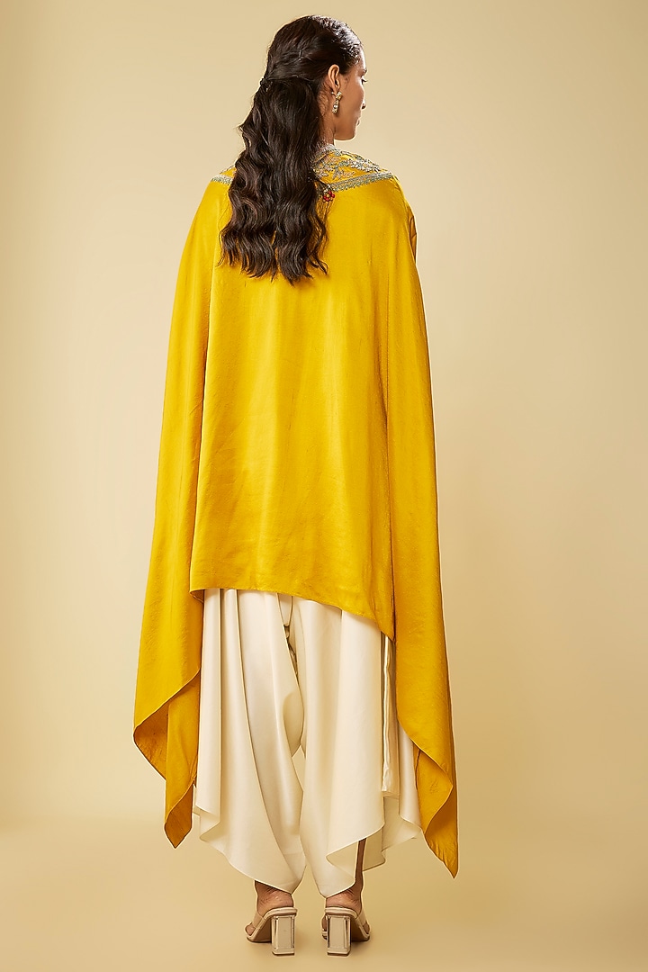 Mustard Silk Dori Work Kaftan Set by Prisho at Pernia's Pop Up Shop