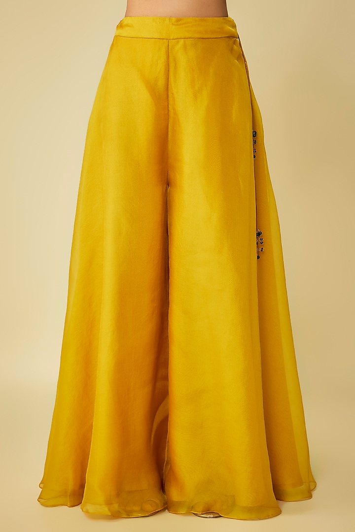 Mustard Silk Resham Work Kurta Set by Prisho at Pernia's Pop Up Shop