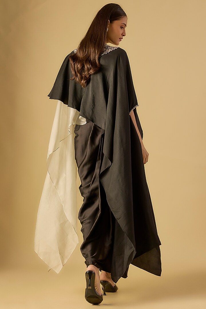 Black Modal Satin Skirt Set by Prisho at Pernia's Pop Up Shop