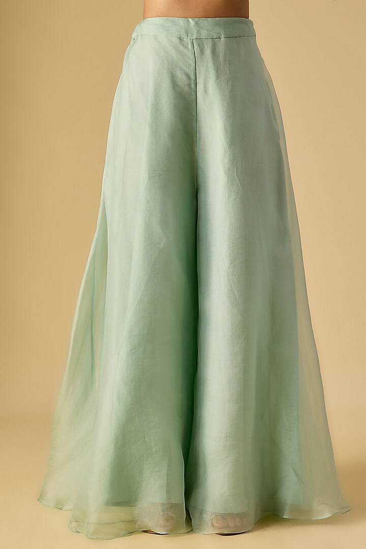 Aqua Organza Wedding Sharara Set by Prisho at Pernia's Pop Up Shop