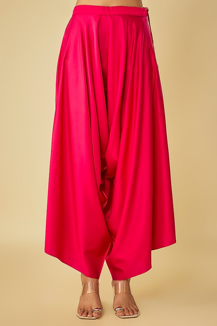 Fuchsia Silk & Organza Resham Work Kaftan Set by Prisho at Pernia's Pop Up Shop