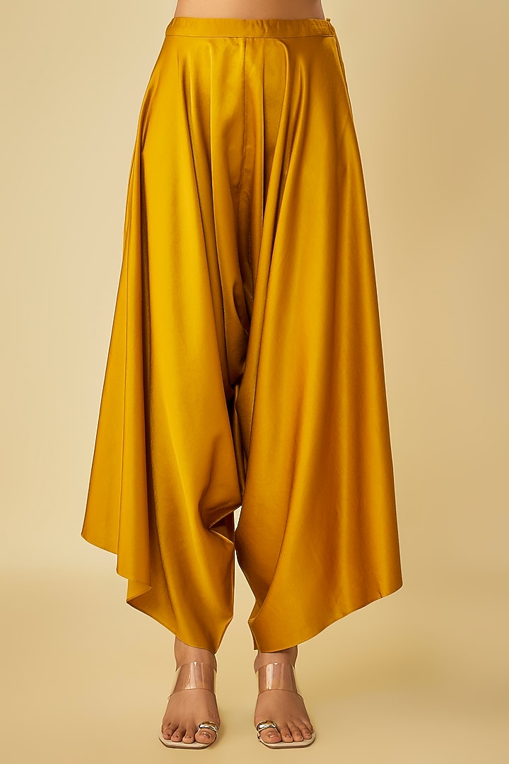 Mustard Silk & Organza Resham Work Kaftan Set by Prisho at Pernia's Pop Up Shop