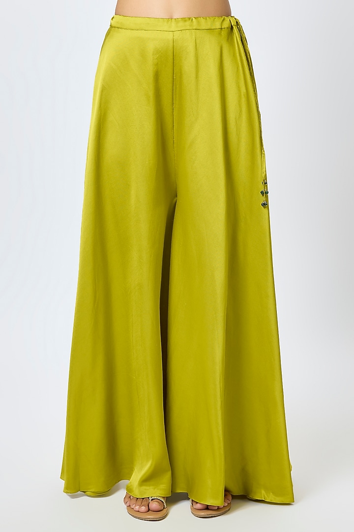 Lime Green Silk Resham & Maal Work Bridal Anarkali Set by Prisho at Pernia's Pop Up Shop
