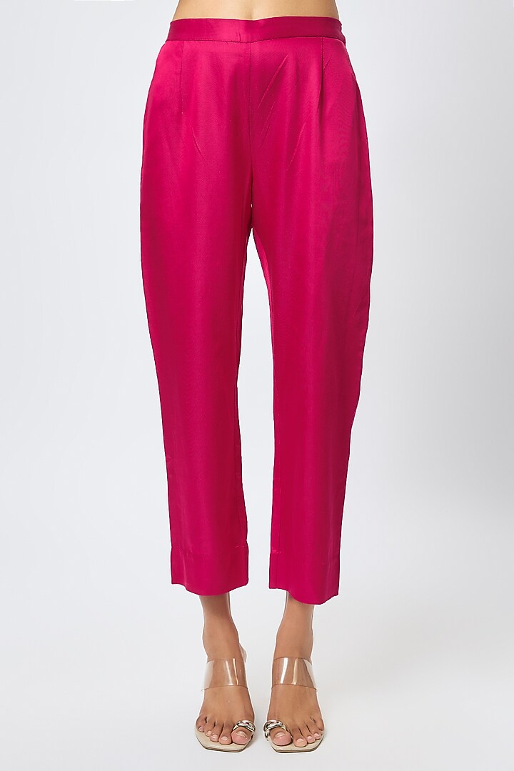 Fuchsia Silk Resham Work Kurta Set by Prisho at Pernia's Pop Up Shop