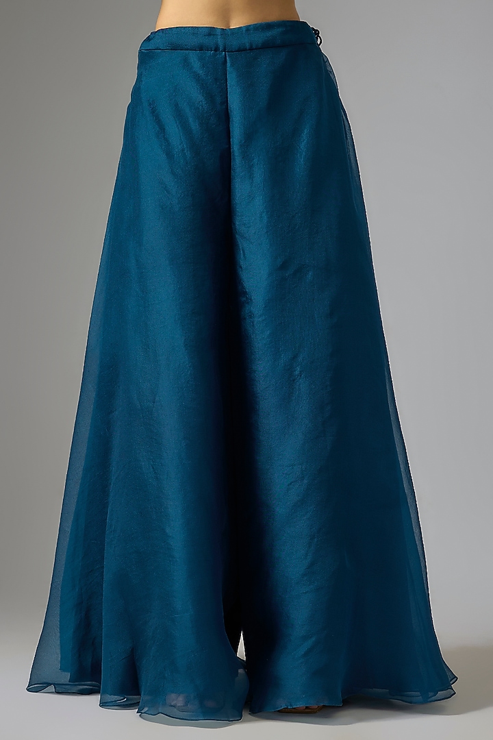 Blue Organza Wedding Sharara Set by Prisho at Pernia's Pop Up Shop