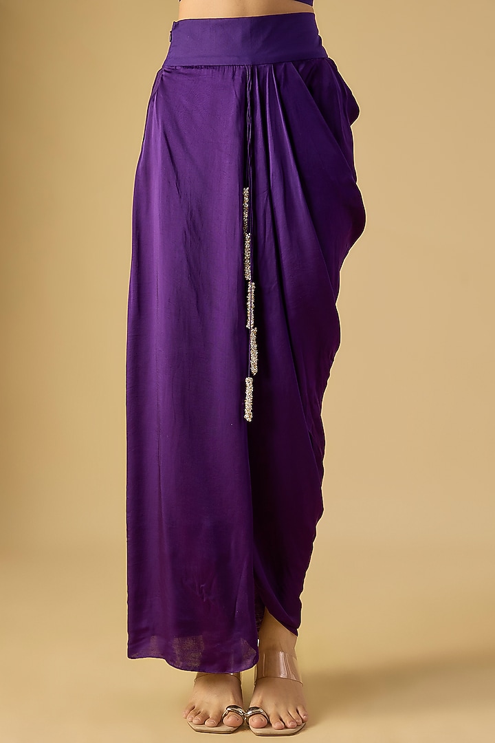 Dark Purple Organza Resham & Maal Work Kaftan Set by Prisho at Pernia's Pop Up Shop