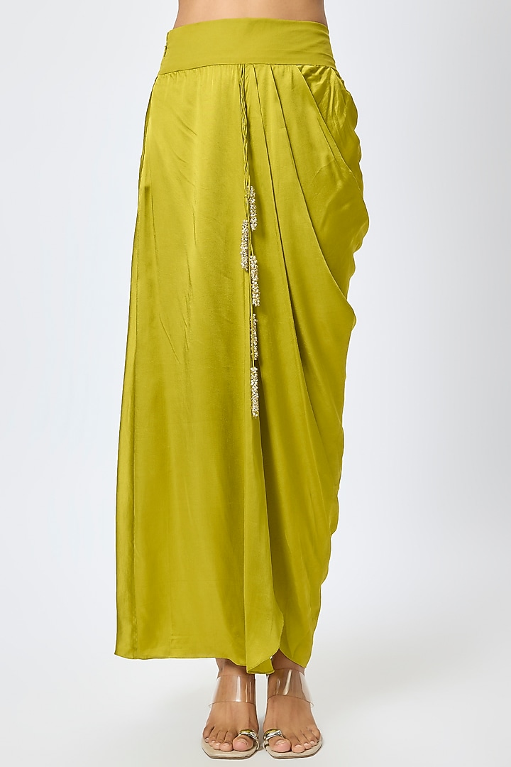 Lime Green Organza Resham & Maal Work Kaftan Set by Prisho at Pernia's Pop Up Shop