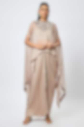 Champagne Organza Resham & Maal Work Kaftan Set by Prisho at Pernia's Pop Up Shop
