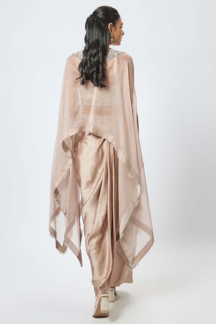 Champagne Organza Resham & Maal Work Kaftan Set by Prisho at Pernia's Pop Up Shop