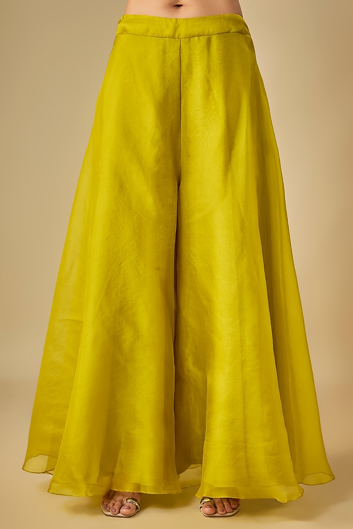 Lime Green Organza Thread Work Cape Set by Prisho at Pernia's Pop Up Shop