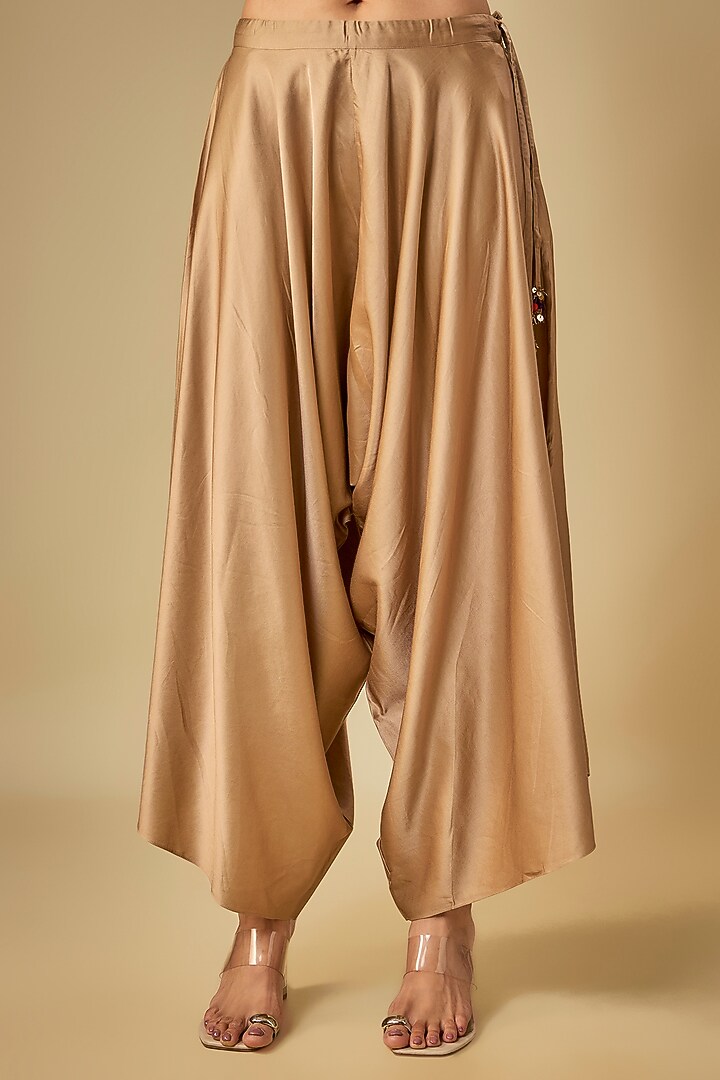 Dark Purple Silk Dori Work Kaftan Set by Prisho at Pernia's Pop Up Shop