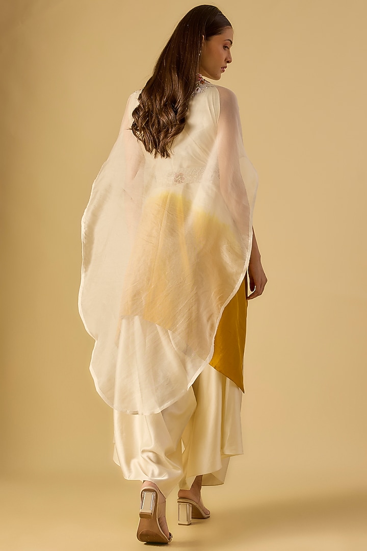 Ivory Organza Thread Work Cape Set by Prisho at Pernia's Pop Up Shop