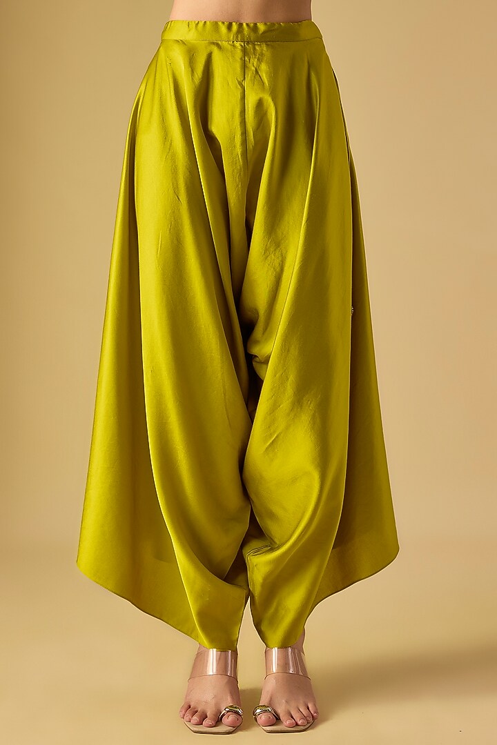 Lime Green Organza Thread Work Cape Set by Prisho at Pernia's Pop Up Shop