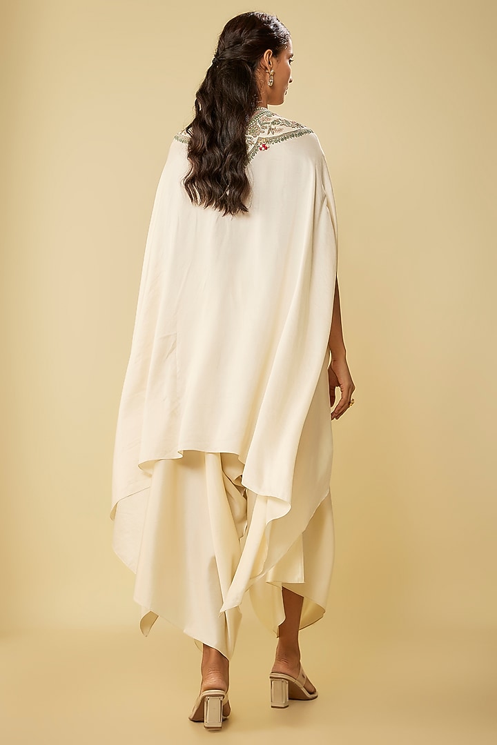 Ivory Silk Dori Work Kaftan Set by Prisho at Pernia's Pop Up Shop