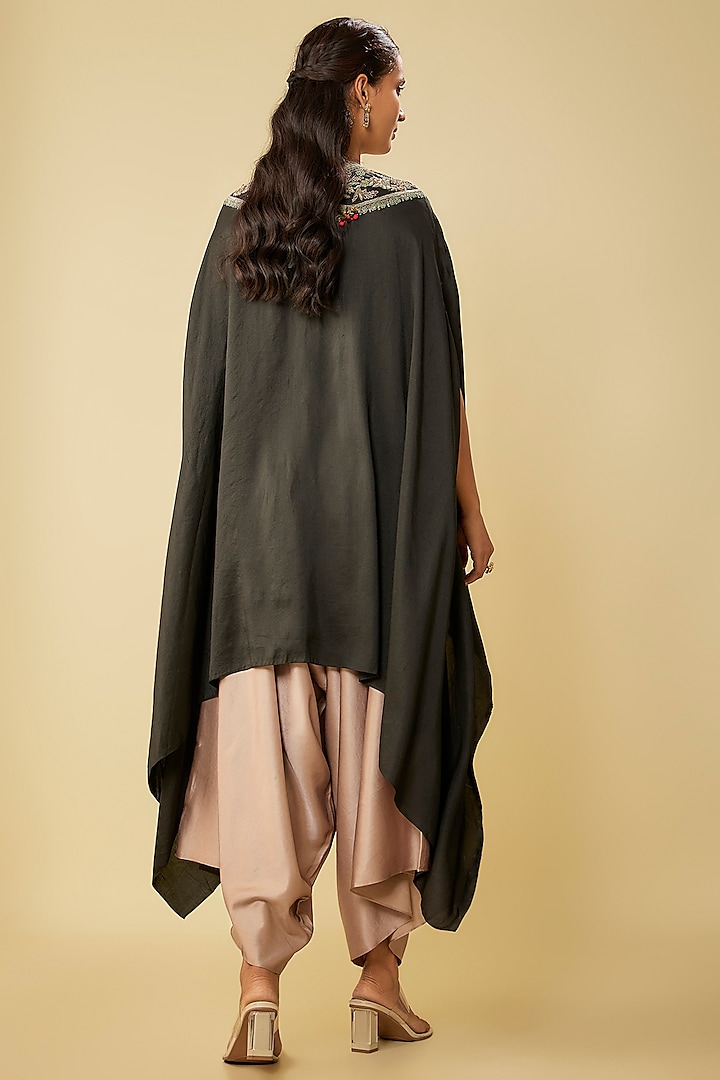 Black Silk Dori Work Kaftan Set by Prisho at Pernia's Pop Up Shop