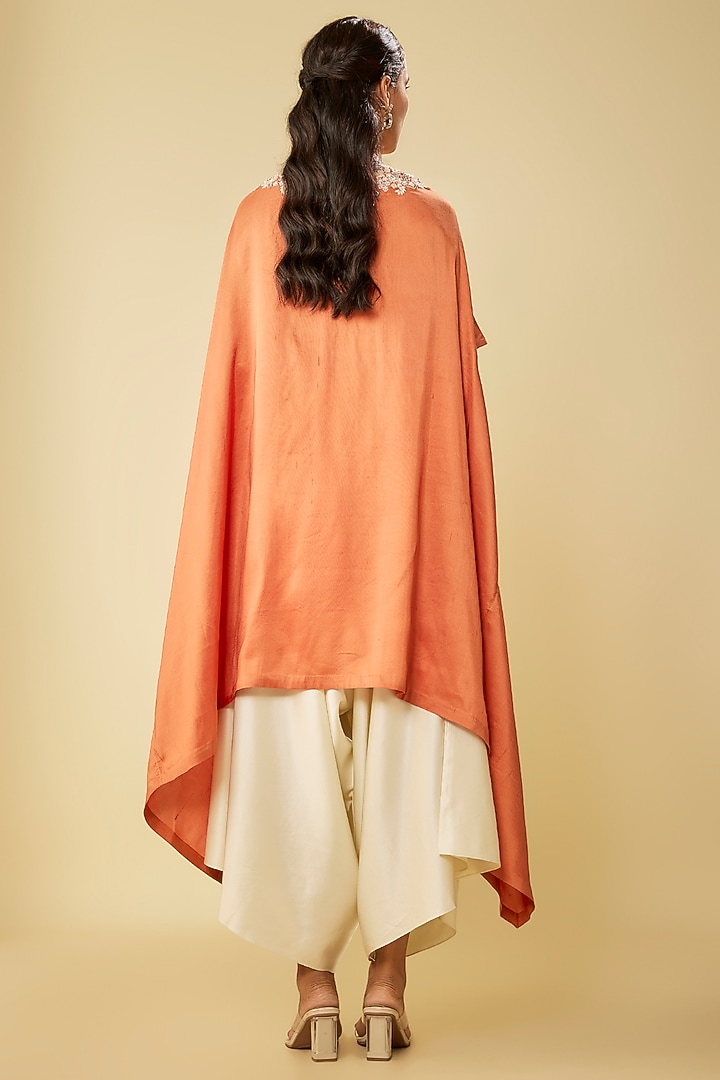 Rust Silk Resham Work Kaftan Set by Prisho at Pernia's Pop Up Shop