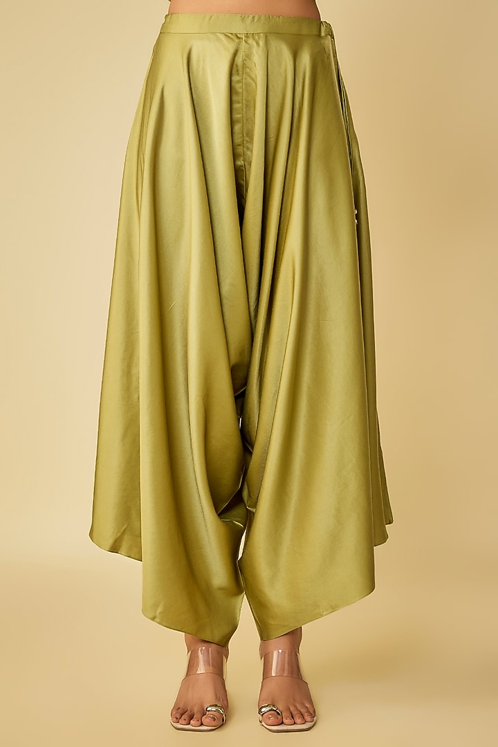 Sea Green Silk Resham Work Kaftan Set by Prisho at Pernia's Pop Up Shop
