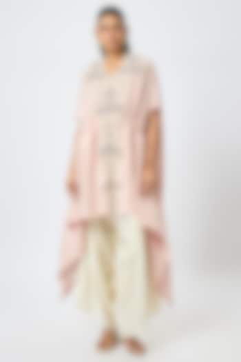 Pink Silk Resham & Maal Work Kaftan Set by Prisho at Pernia's Pop Up Shop