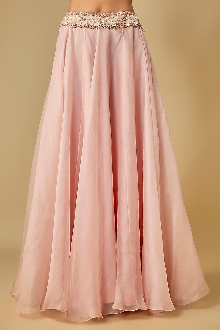 Flamingo Pink Organza Resham Work Cape Set by Prisho at Pernia's Pop Up Shop