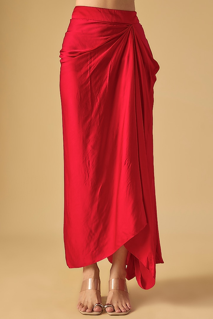 Red Organza Maal & Dori Work Cape Set by Prisho at Pernia's Pop Up Shop