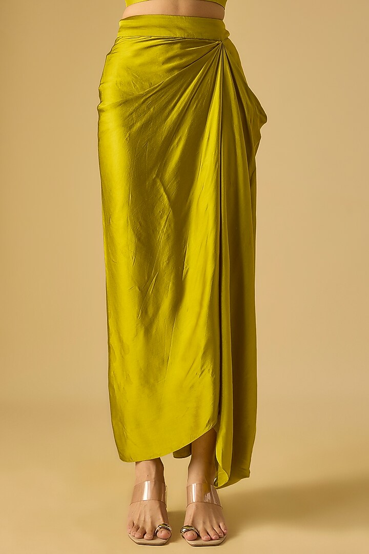 Lime Green Organza Maal & Dori Work Cape Set by Prisho at Pernia's Pop Up Shop