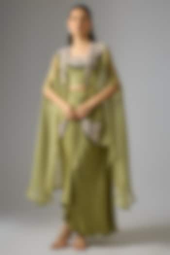 Sea Green Organza Dori Work Cape Set by Prisho at Pernia's Pop Up Shop