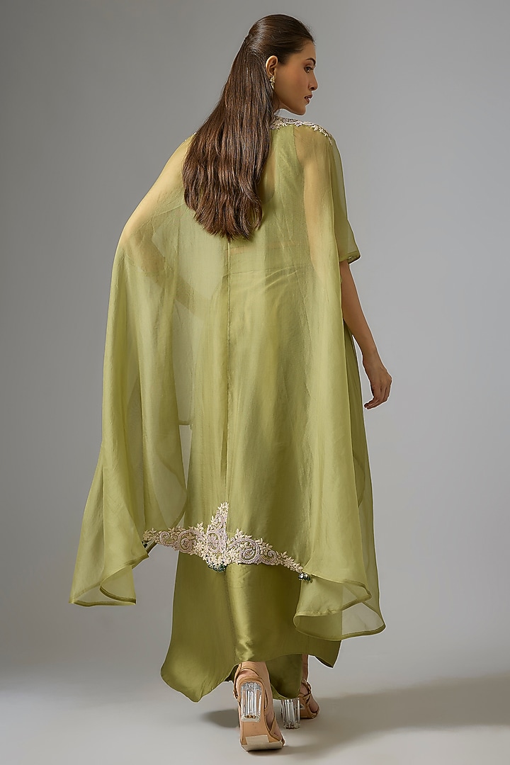 Sea Green Organza Dori Work Cape Set by Prisho at Pernia's Pop Up Shop